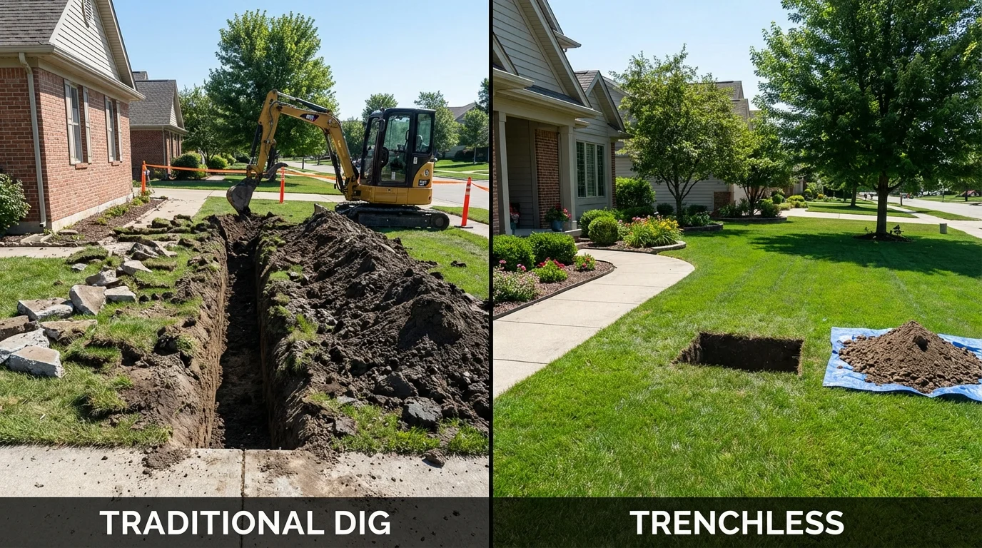 Trenchless sewer repair with minimal yard damage versus traditional excavation in Stockton, CA